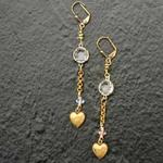 #232B
Vintage brass hearts, glass earrings

